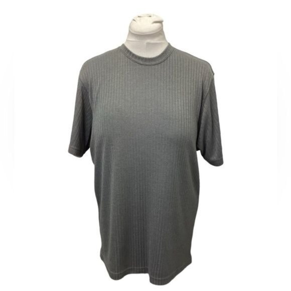 John Henry Mens Short Sleeve Ribbed Knit Pullover Top, Gray, size M - Picture 1 of 7